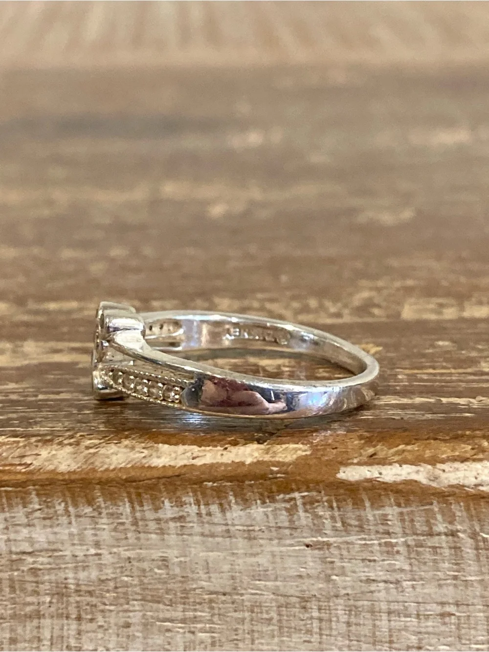 Sterling Silver 925 Disney Mickey Mouse Ring Clear Gem Size 8